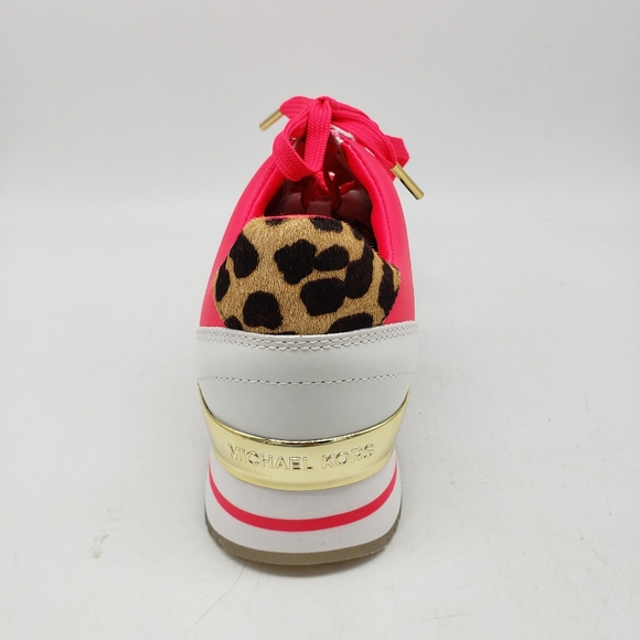 Michael Kors Billie Trainer Neon Pink White Cheeta - Picture 5 of 8